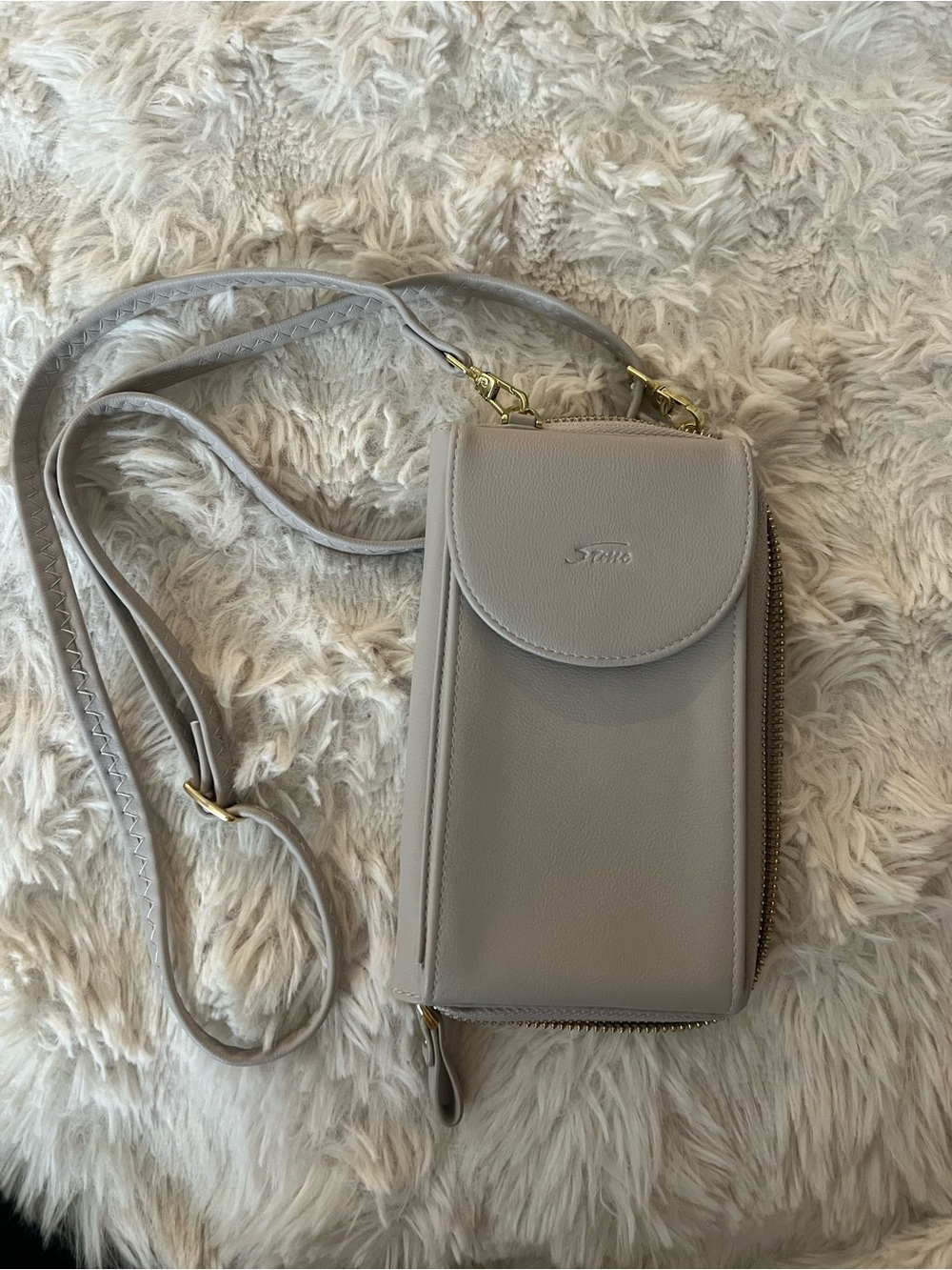 Neutral Taupe Crossbody Phone Bag - Women